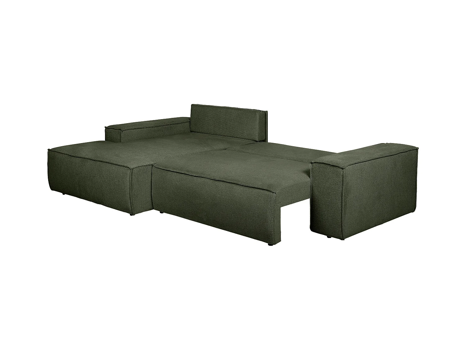 Ecksofa mit Schlaffunktion - Ecke links - Strukturstoff - Grün - AMELIA