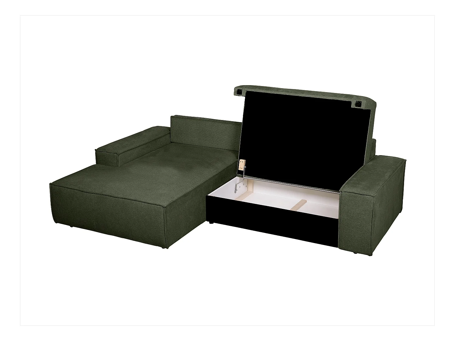 Ecksofa mit Schlaffunktion - Ecke links - Strukturstoff - Grün - AMELIA