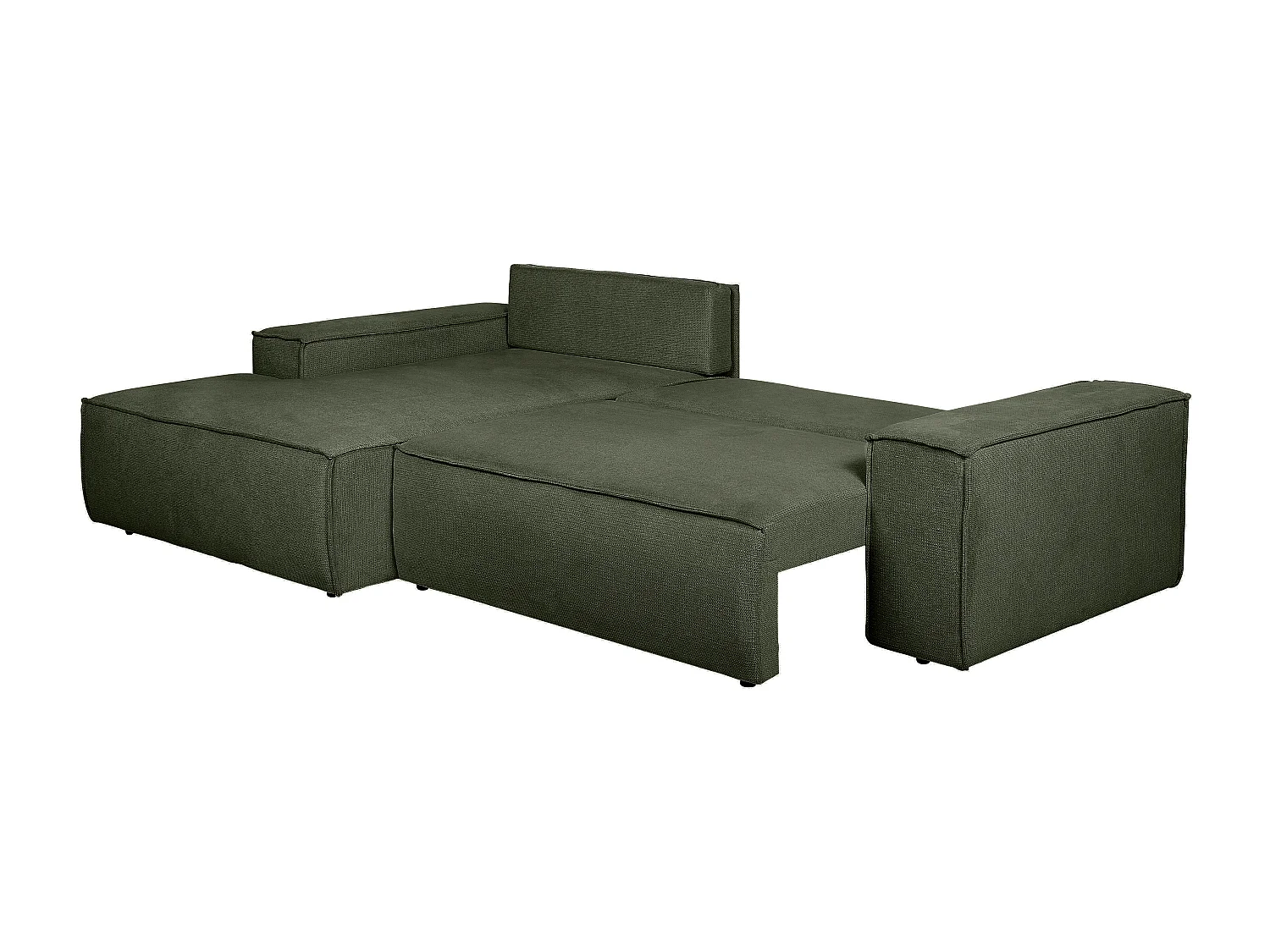 Canapé d'angle gauche convertible en tissu texturé vert AMELIA