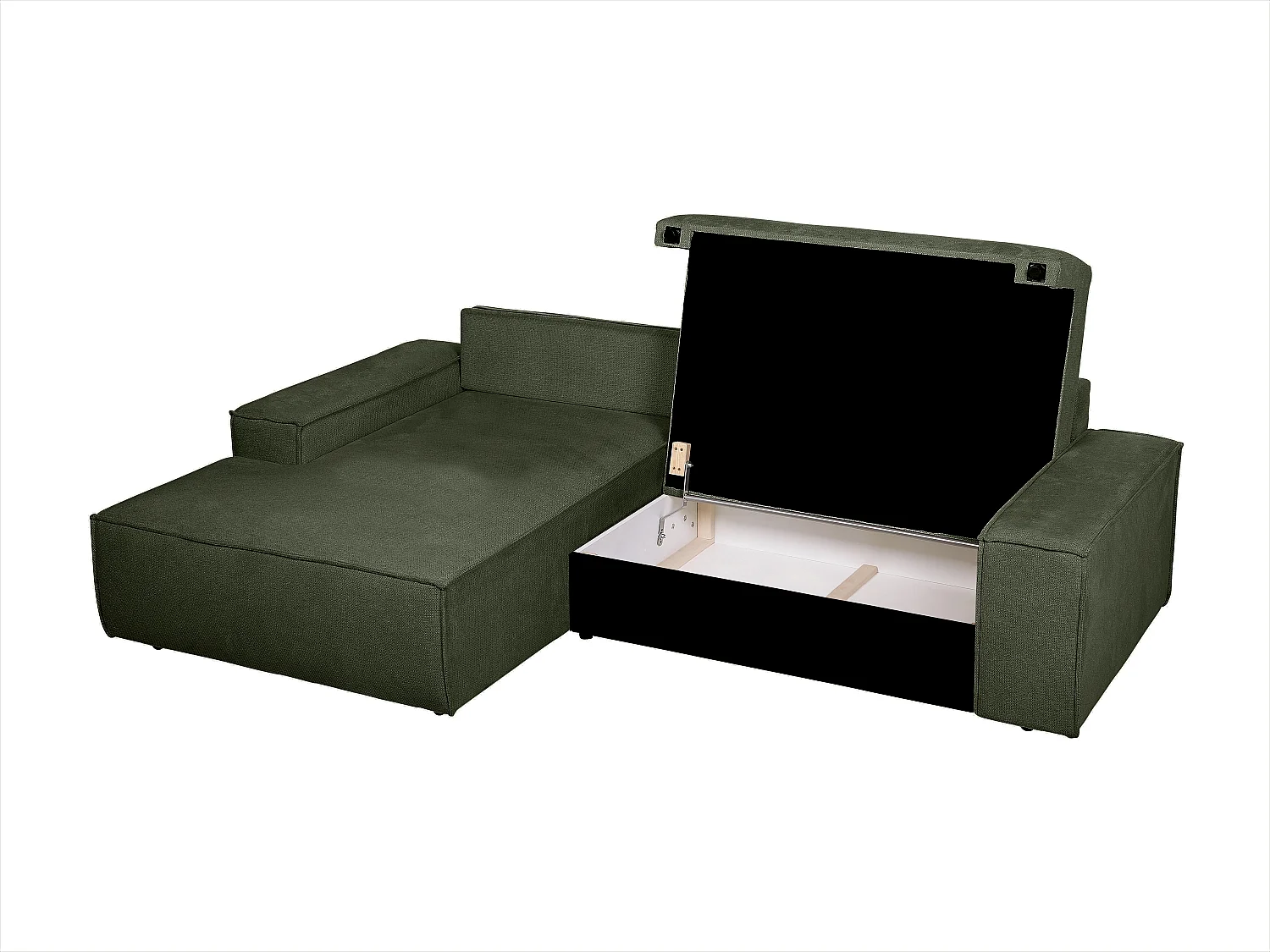 Canapé d'angle gauche convertible en tissu texturé vert AMELIA