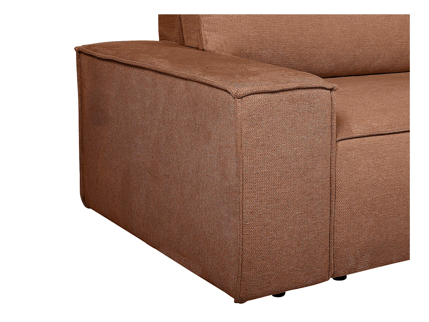 Canapé d'angle droit convertible en tissu texturé terracotta AMELIA