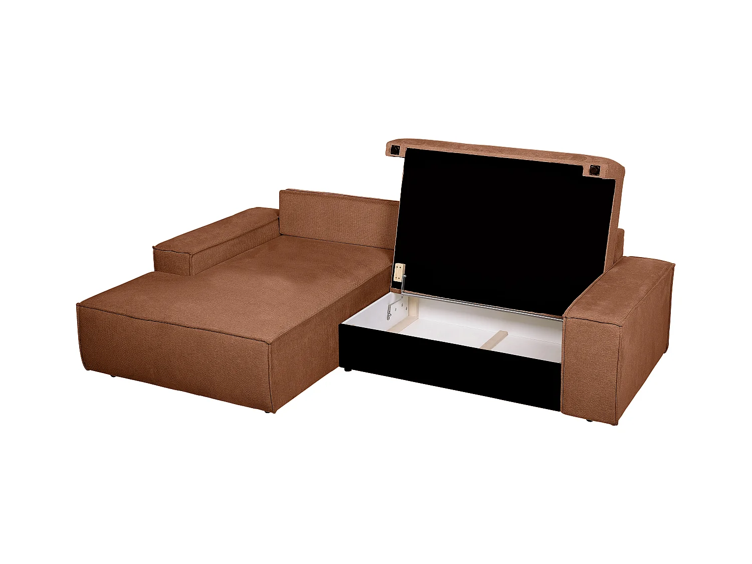 Ecksofa mit Schlaffunktion - Ecke links - Strukturstoff - Terracotta - AMELIA
