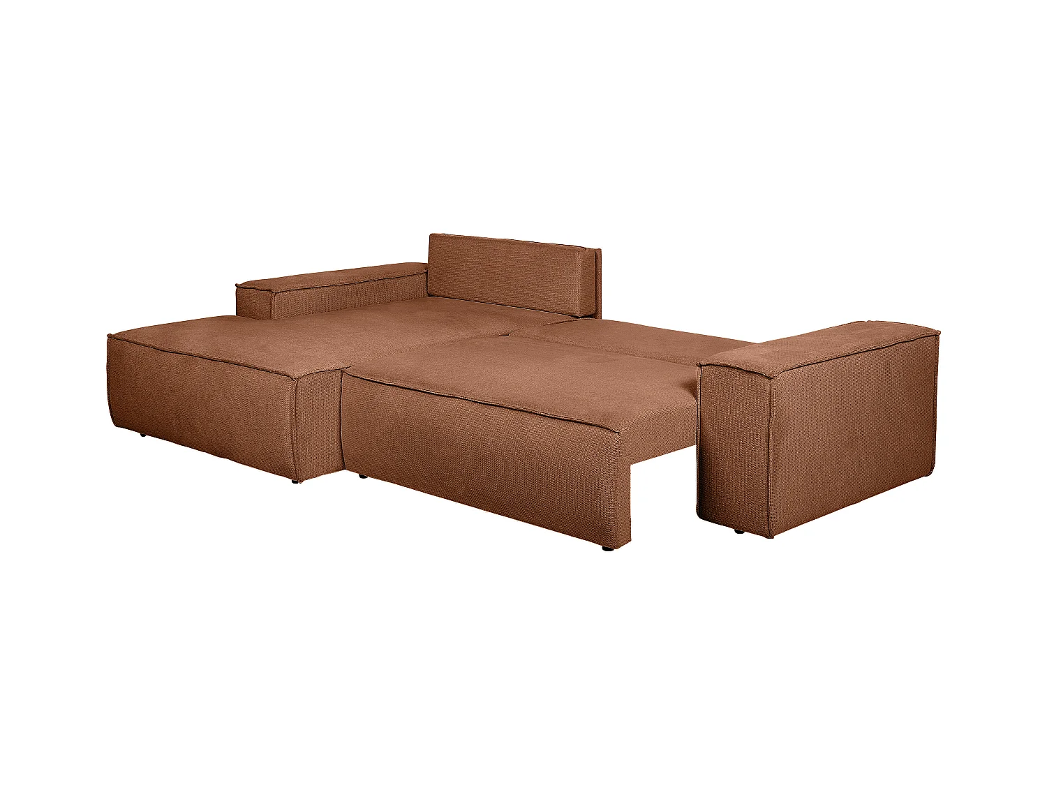 Ecksofa mit Schlaffunktion - Ecke links - Strukturstoff - Terracotta - AMELIA