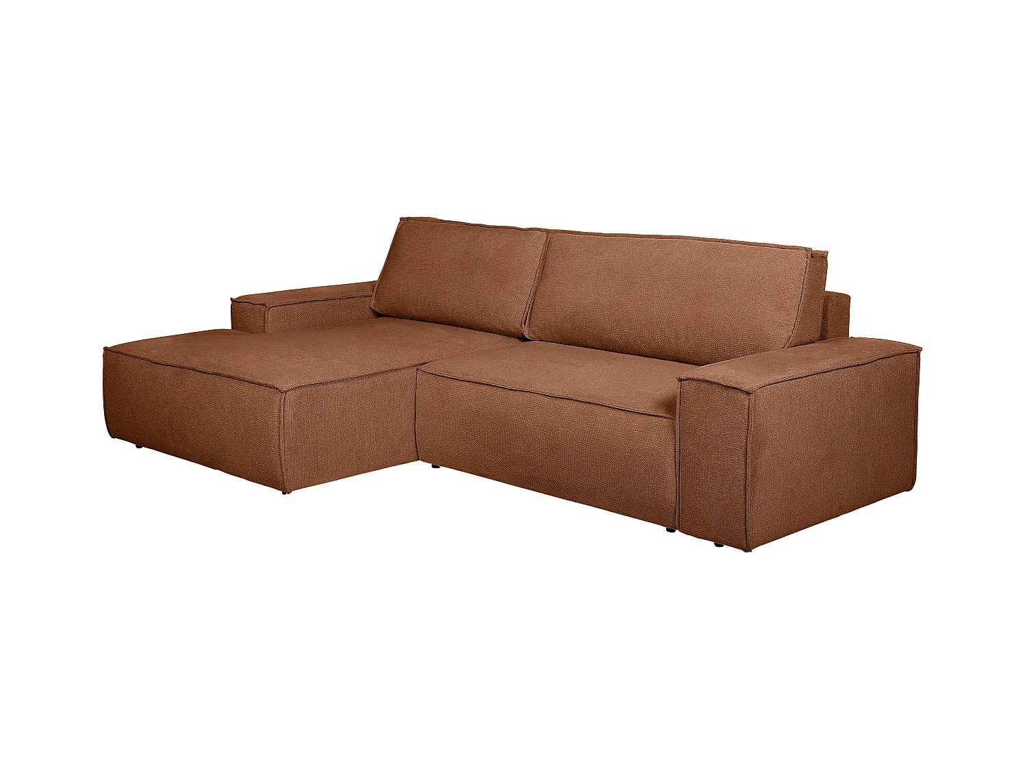 Ecksofa mit Schlaffunktion - Ecke links - Strukturstoff - Terracotta - AMELIA