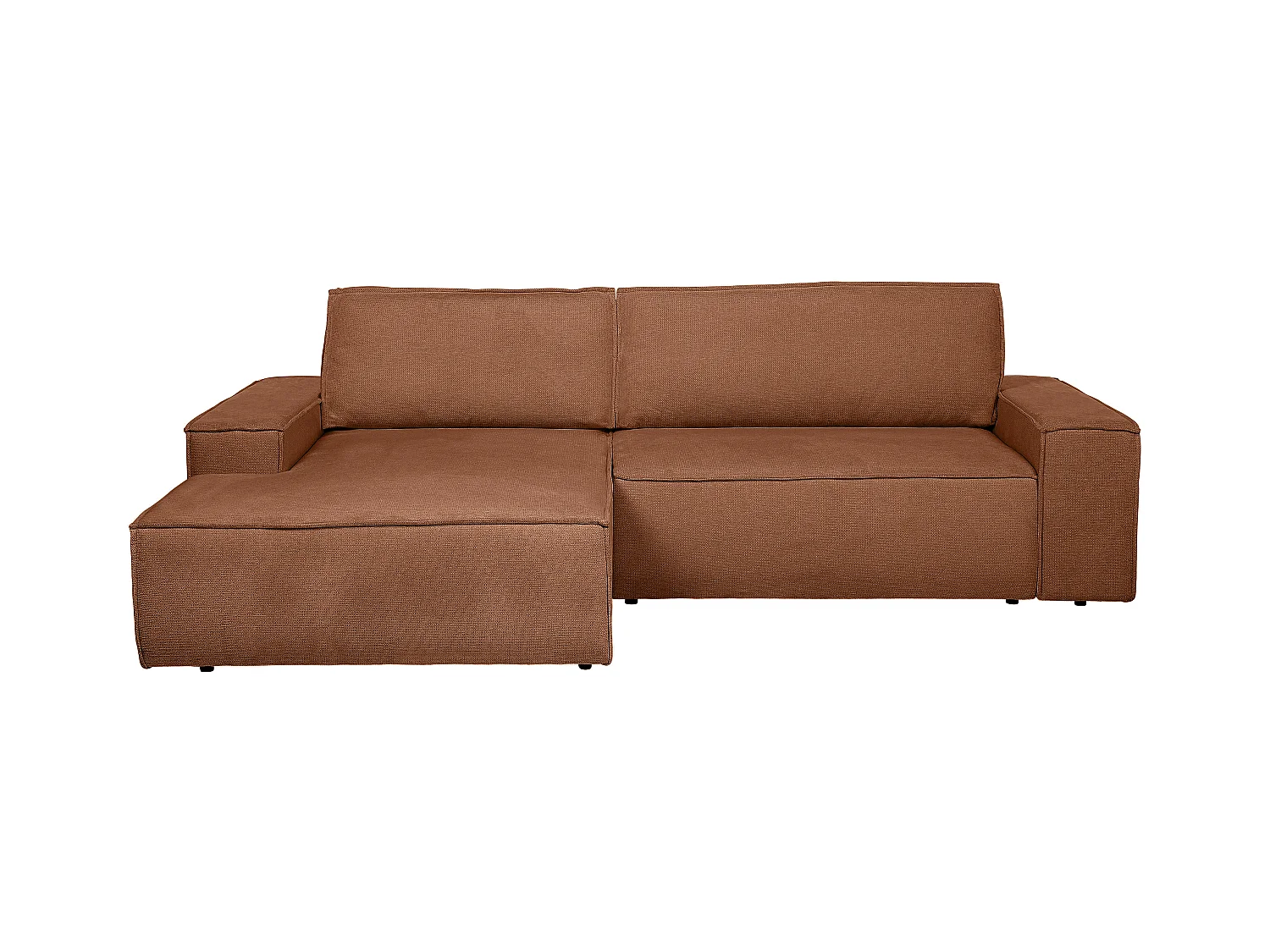 Ecksofa mit Schlaffunktion - Ecke links - Strukturstoff - Terracotta - AMELIA