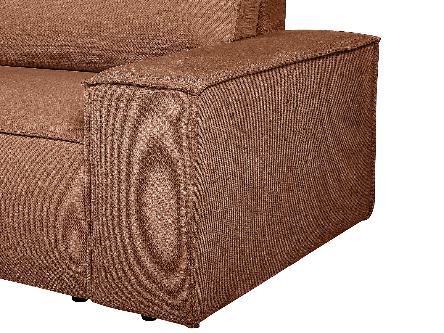 Canapé d'angle gauche convertible en tissu texturé terracotta AMELIA