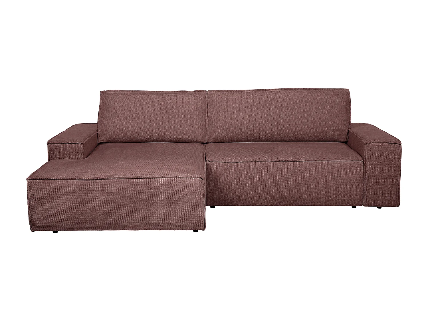 Ecksofa mit Schlaffunktion - Ecke links - Strukturstoff - Terracotta - AMELIA