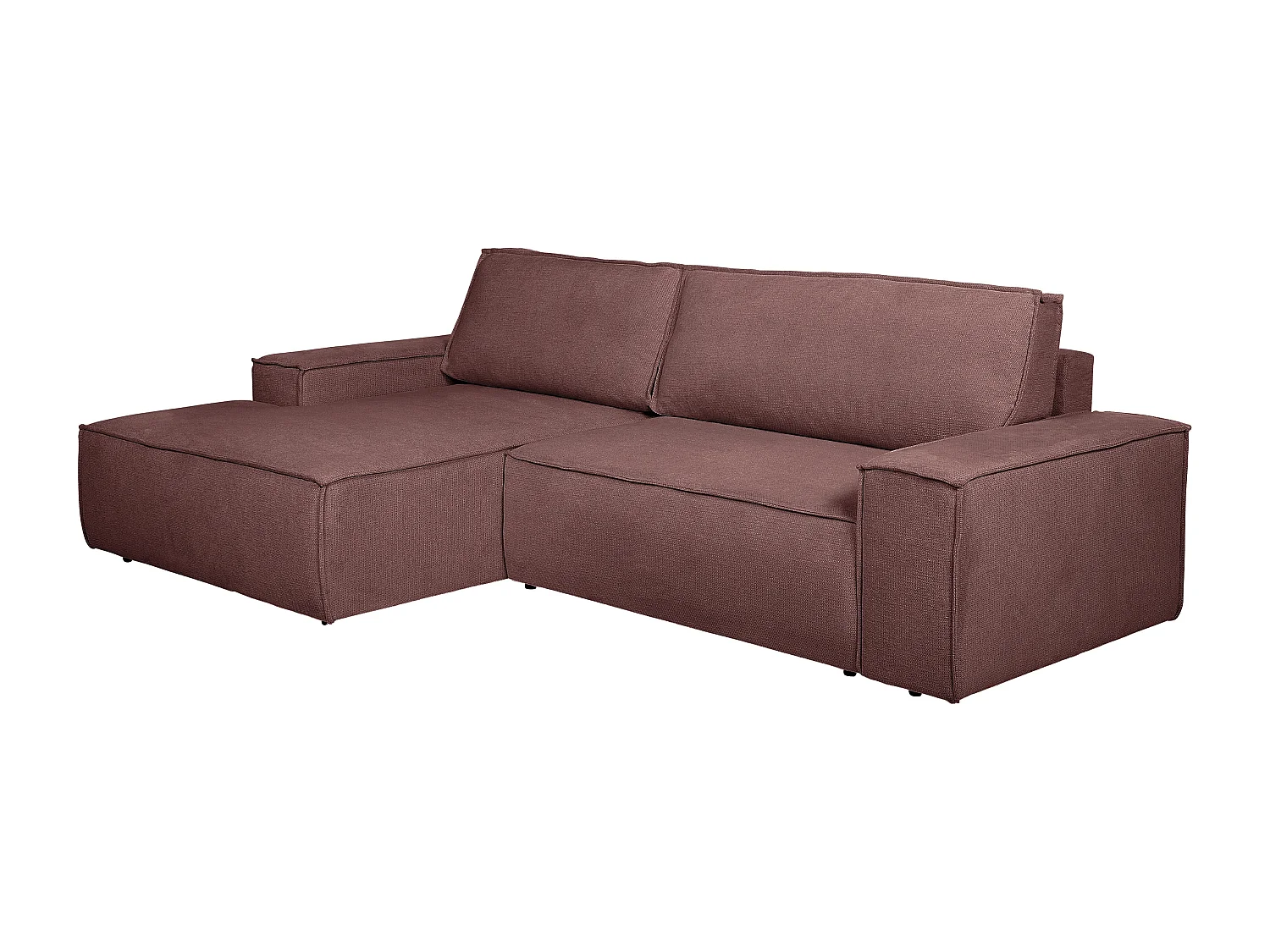 Ecksofa mit Schlaffunktion - Ecke links - Strukturstoff - Terracotta - AMELIA