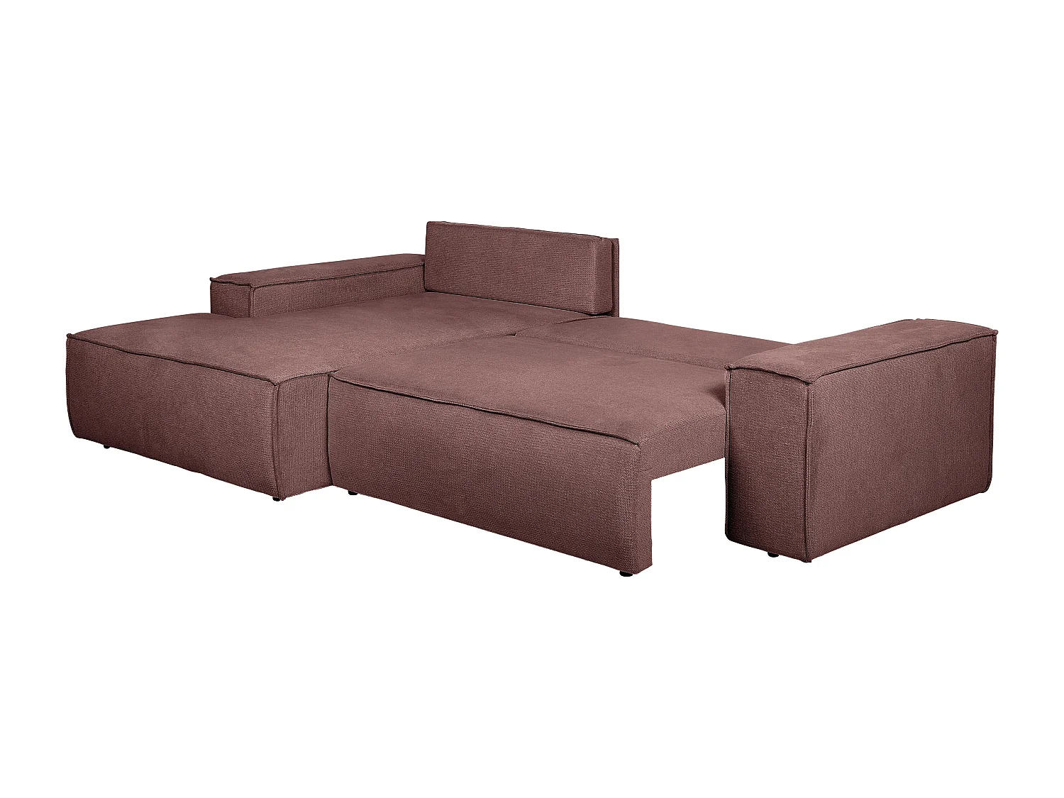 Ecksofa mit Schlaffunktion - Ecke links - Strukturstoff - Terracotta - AMELIA