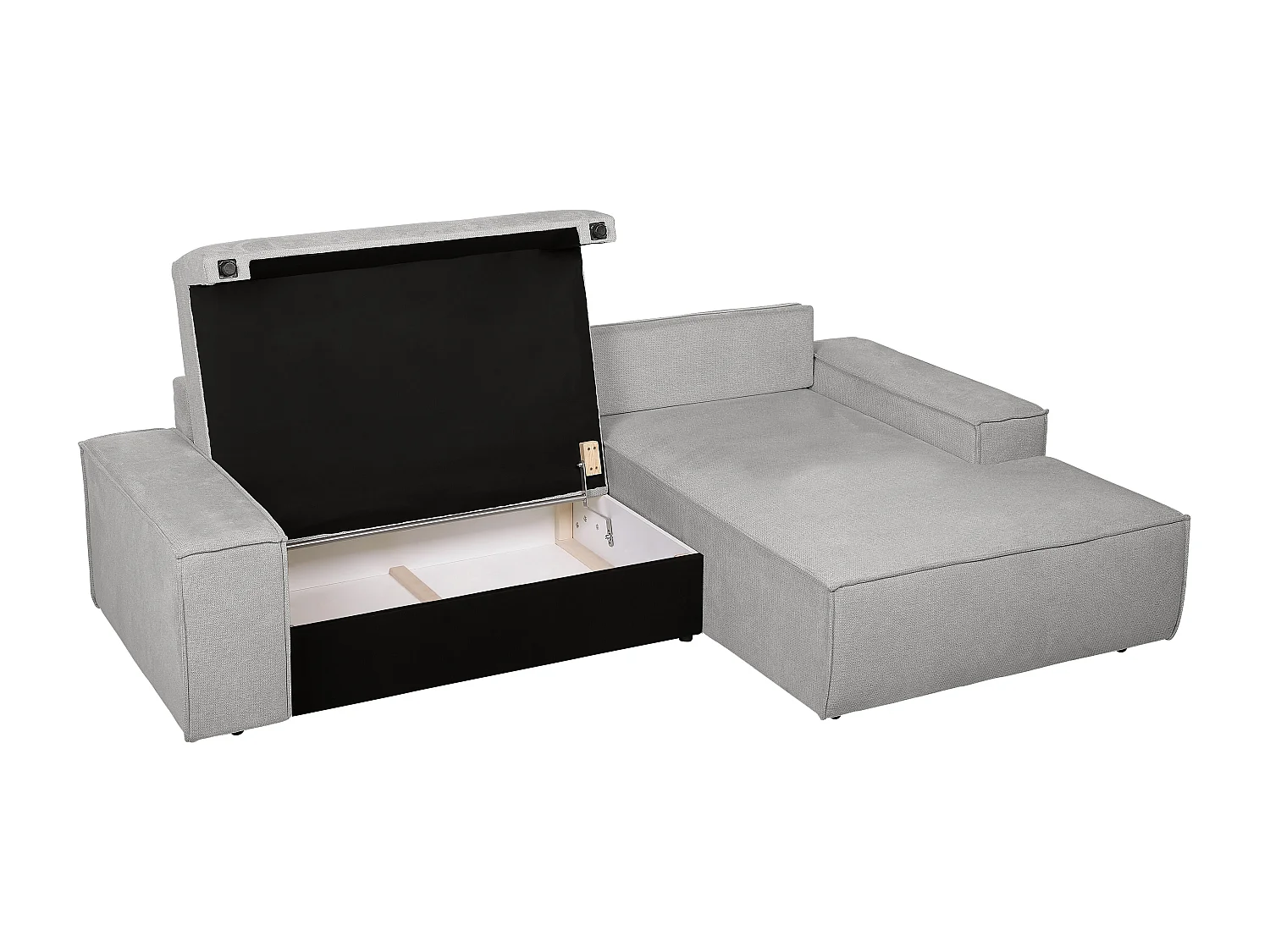 Canapé d'angle droit convertible en tissu texturé gris AMELIA