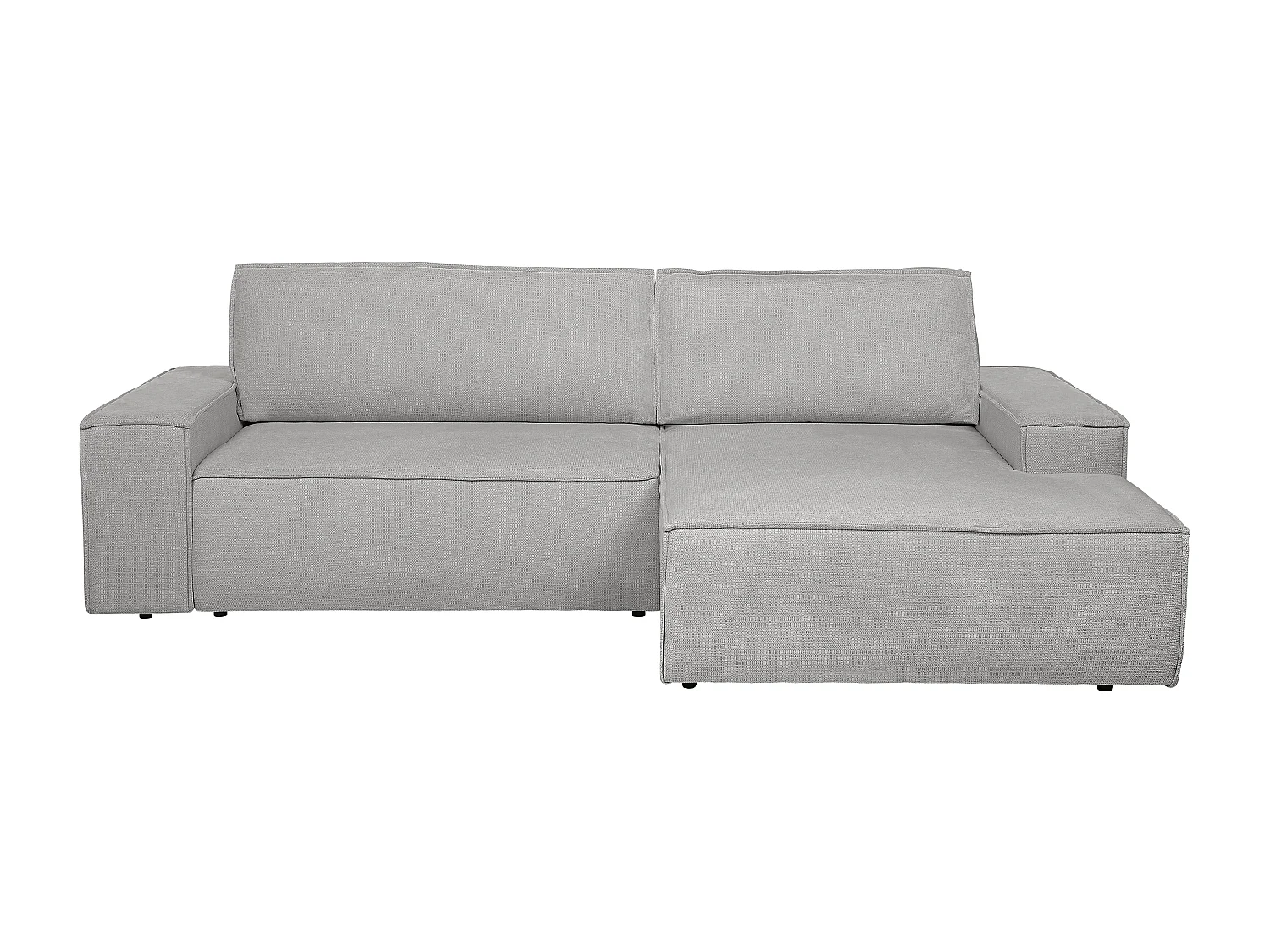 Canapé d'angle droit convertible en tissu texturé gris AMELIA