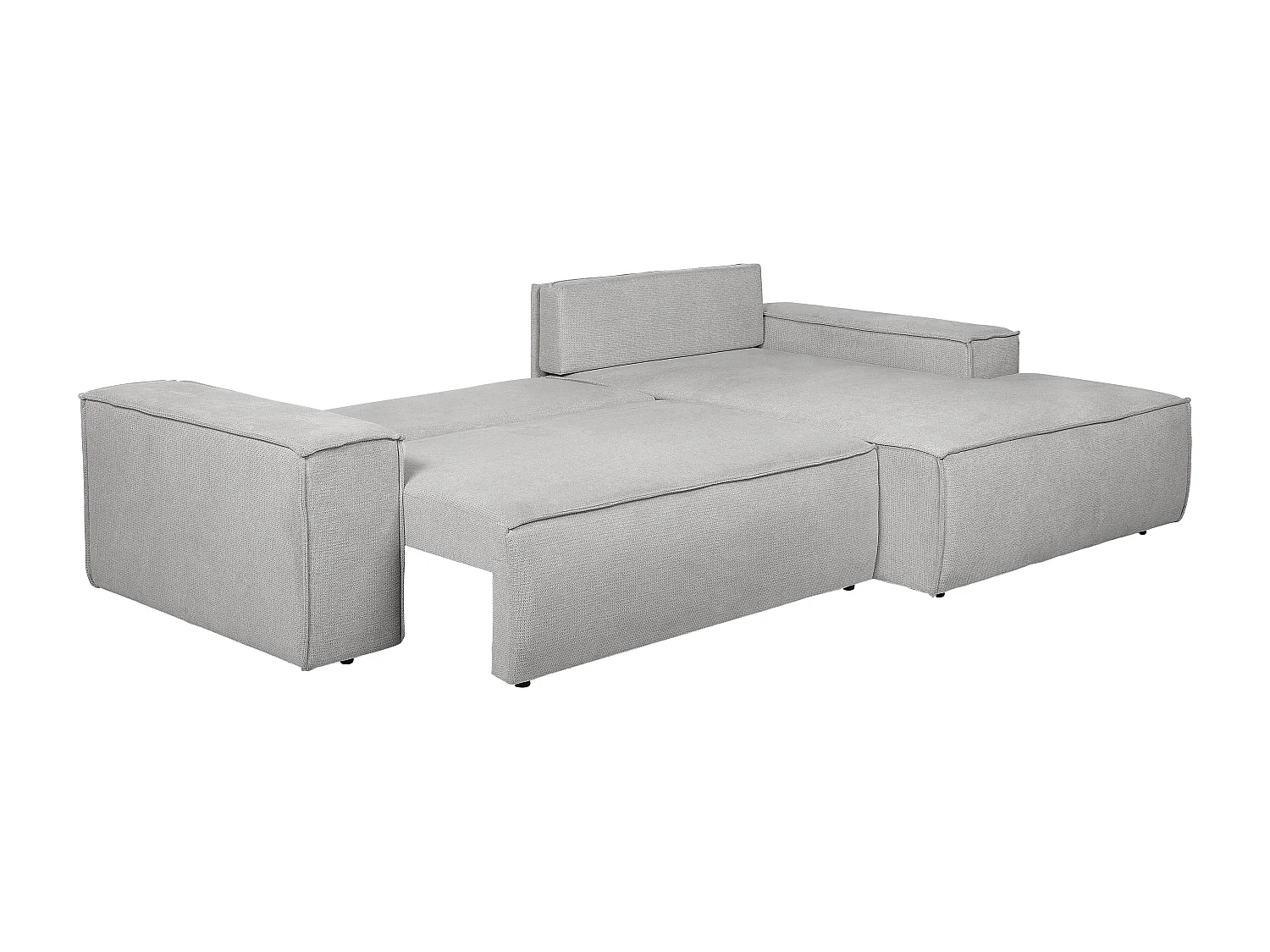Canapé d'angle droit convertible en tissu texturé gris AMELIA