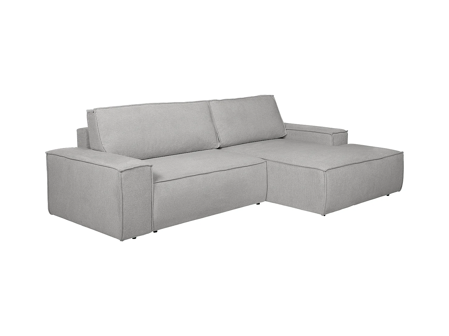 Ecksofa mit Schlaffunktion - Ecke rechts - Strukturstoff - Grau - AMELIA