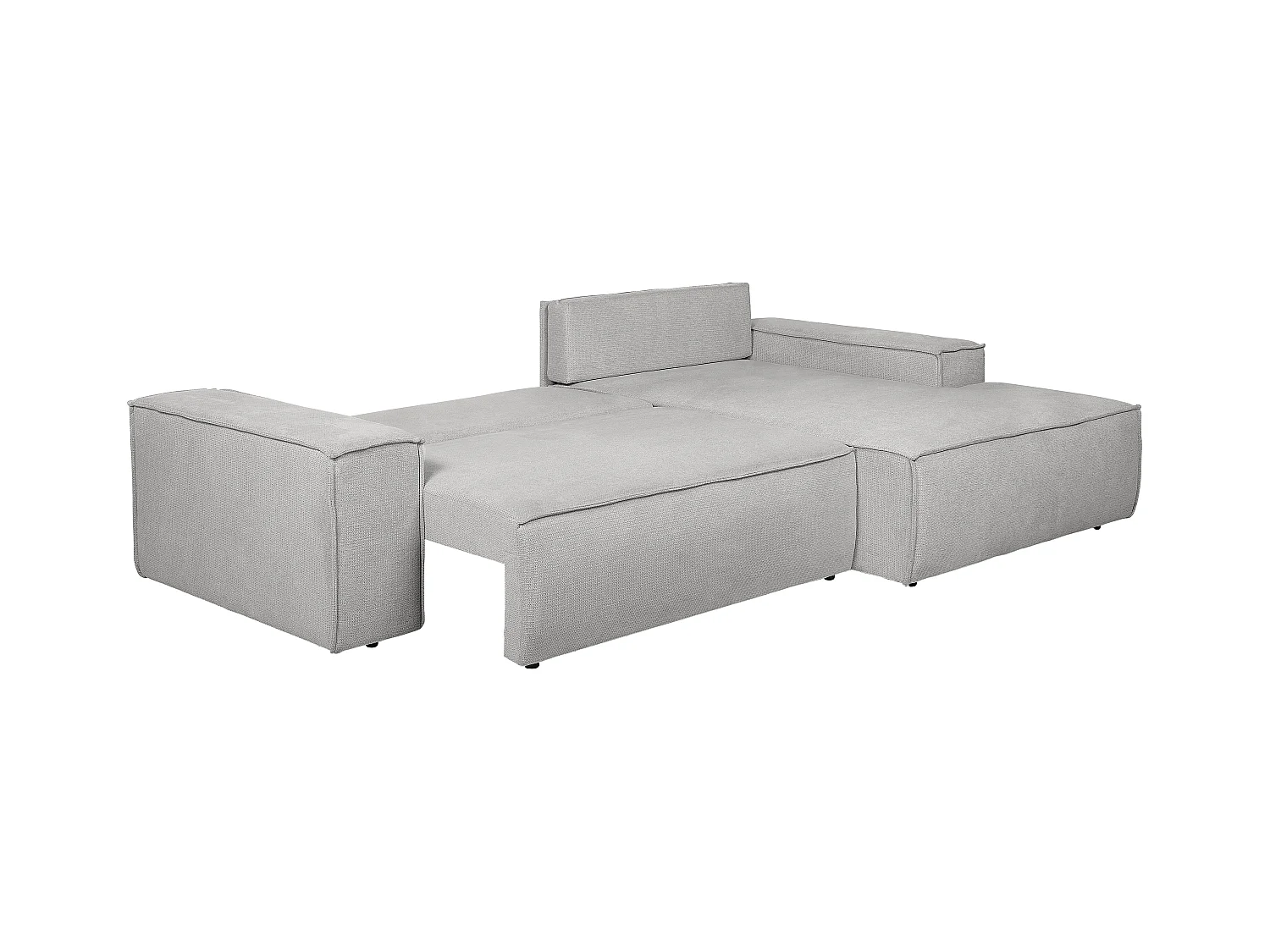 Ecksofa mit Schlaffunktion - Ecke rechts - Strukturstoff - Grau - AMELIA