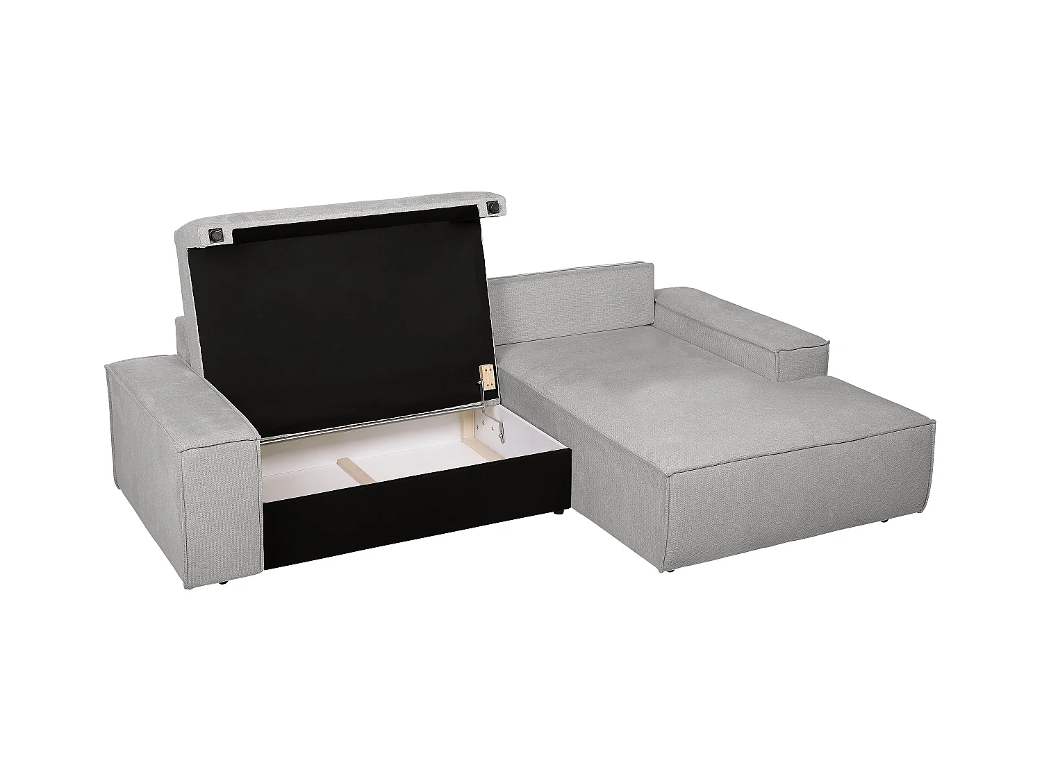 Ecksofa mit Schlaffunktion - Ecke rechts - Strukturstoff - Grau - AMELIA