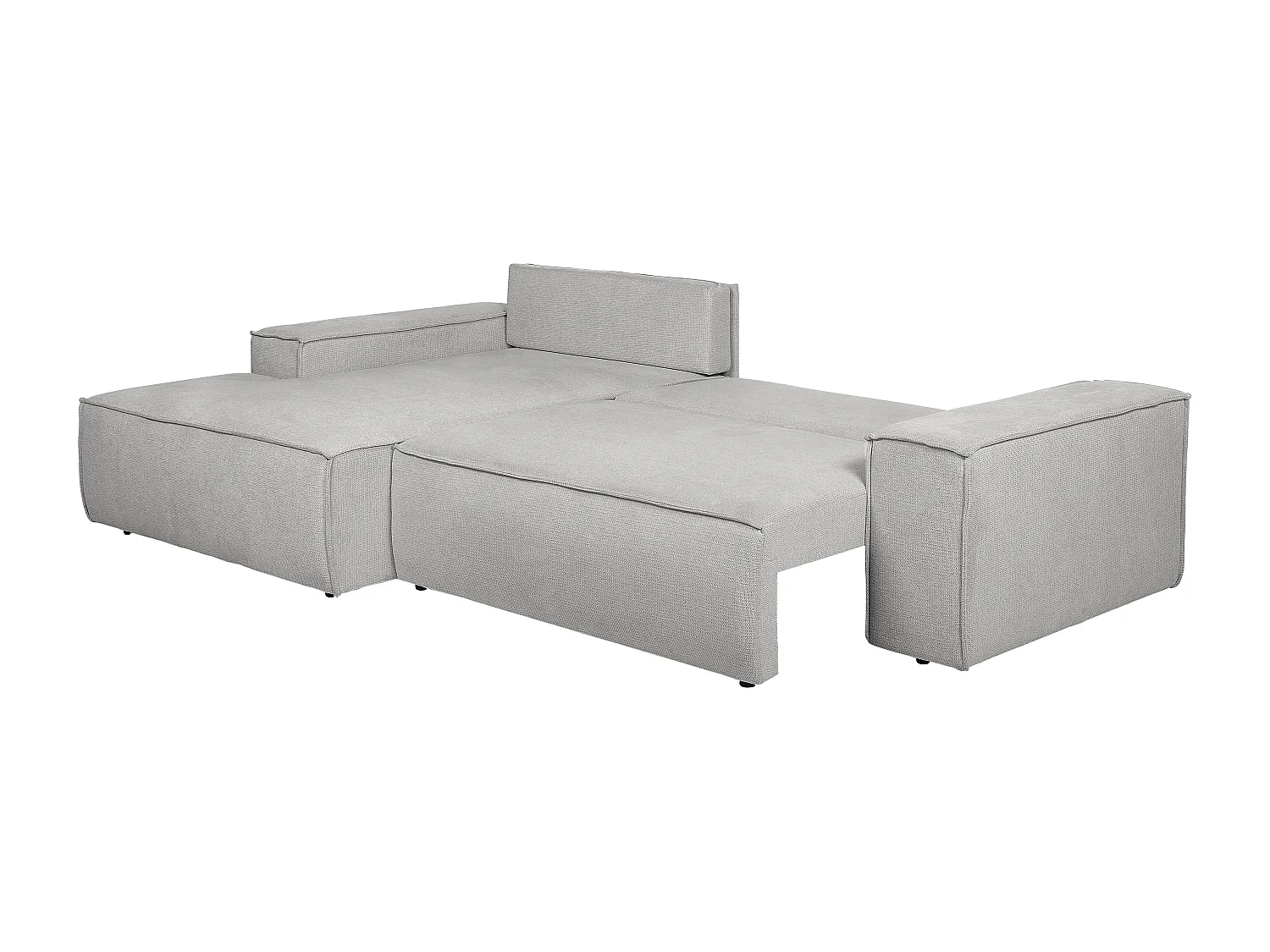 Sofá cama rinconera izquierda de tela texturizada gris AMELIA