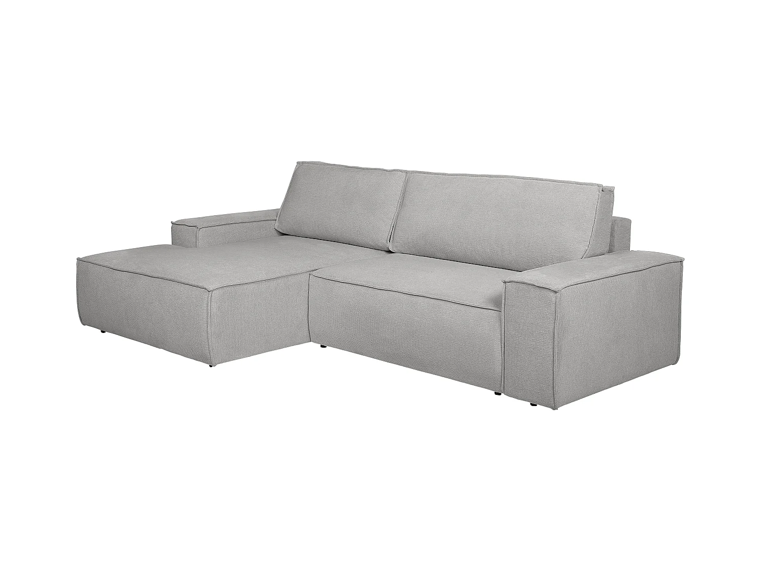 Ecksofa mit Schlaffunktion - Ecke links - Strukturstoff - Grau - AMELIA