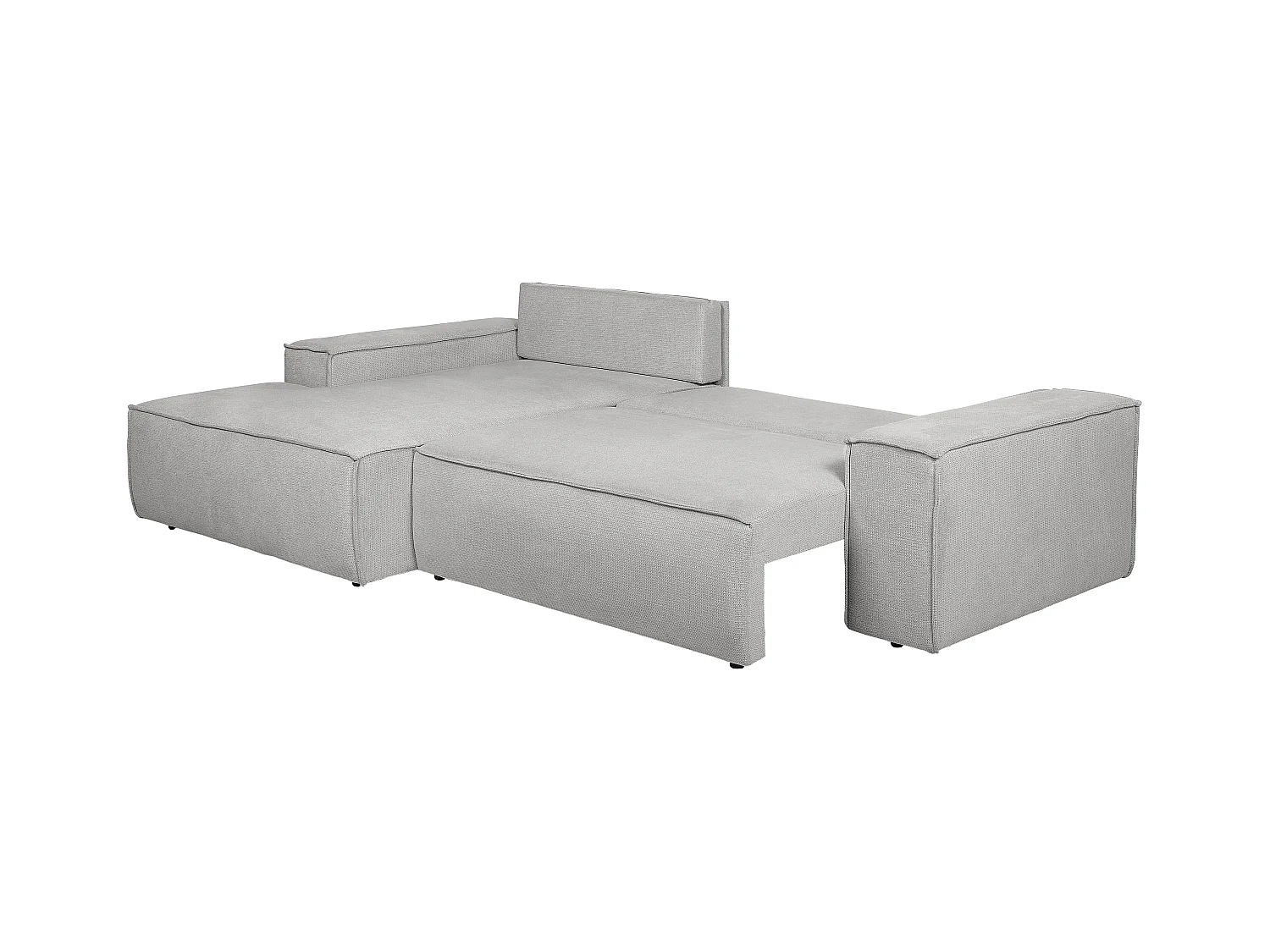 Ecksofa mit Schlaffunktion - Ecke links - Strukturstoff - Grau - AMELIA