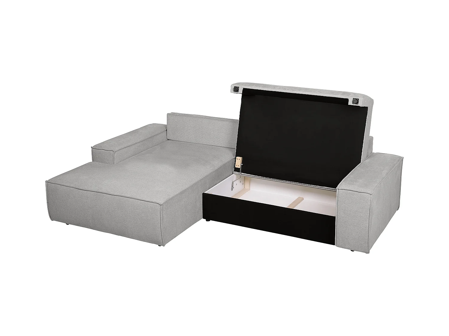 Ecksofa mit Schlaffunktion - Ecke links - Strukturstoff - Grau - AMELIA