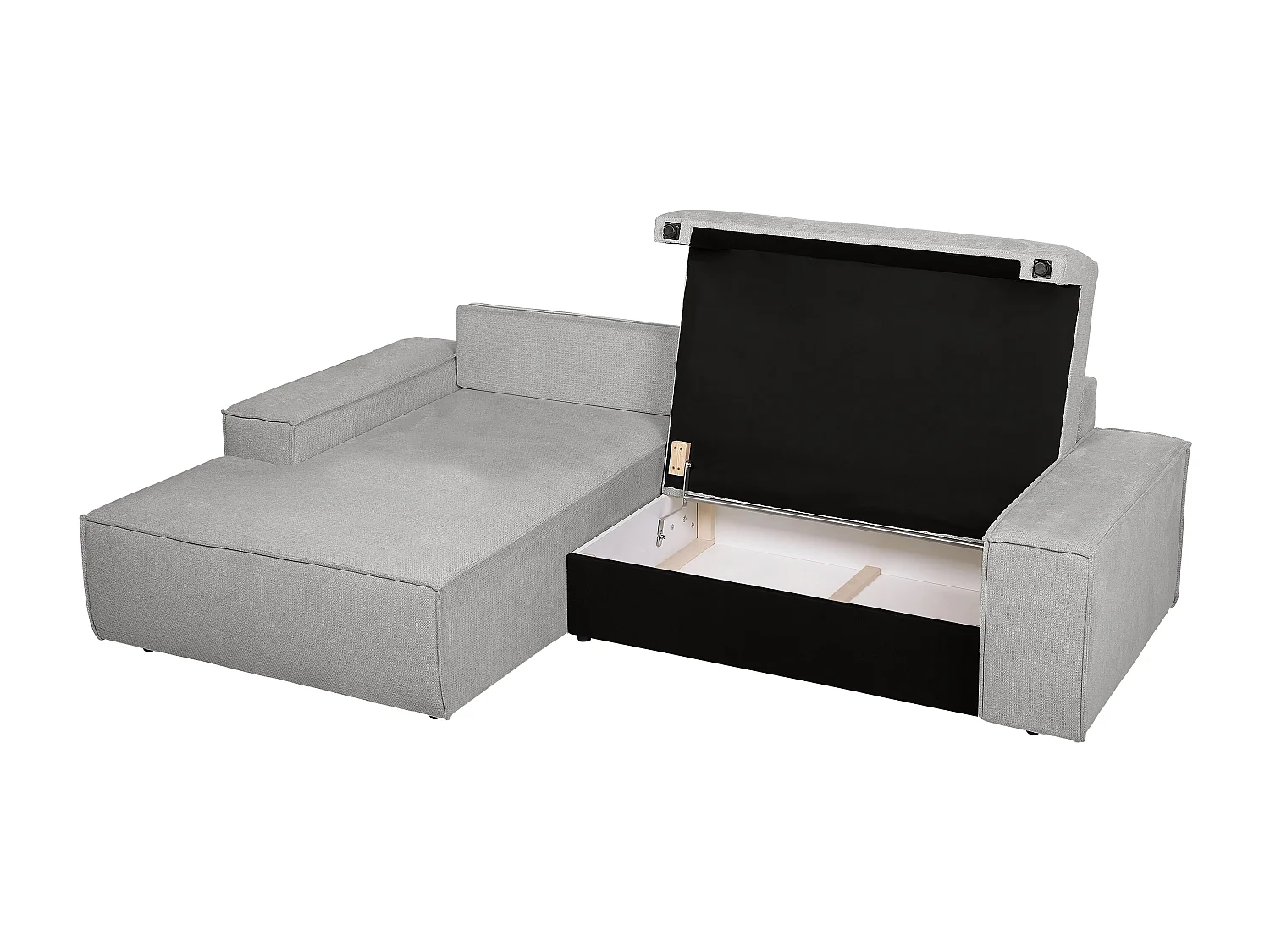 Canapé d'angle gauche convertible en tissu texturé gris AMELIA