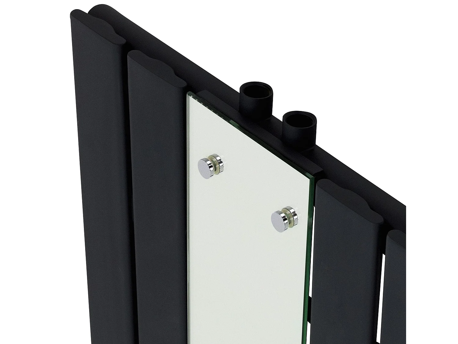 Radiateur plat mural à miroir en acier noir mat chauffage salle bain 450x1200 mm