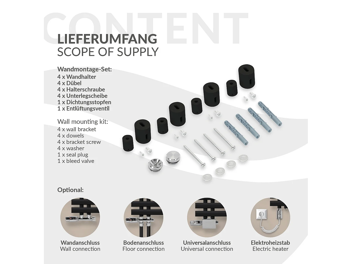 Radiatore EM in ferro Radiatore per asciugamani Radiatore per bagno nero 500x140
