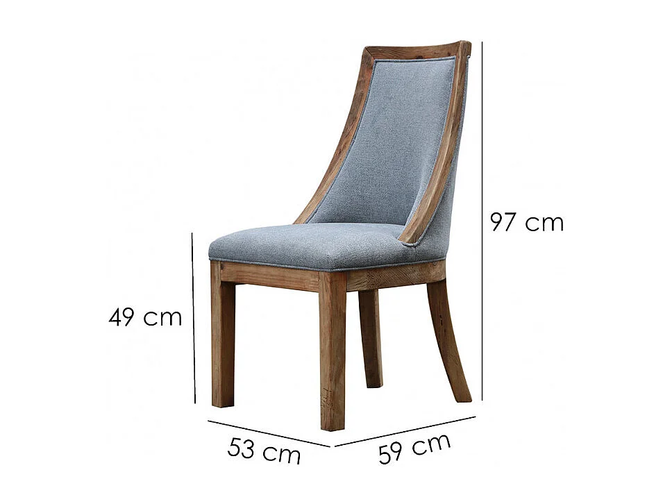 Chaise en tissu gris chiné et bois de pin massif recyclé - CHALET