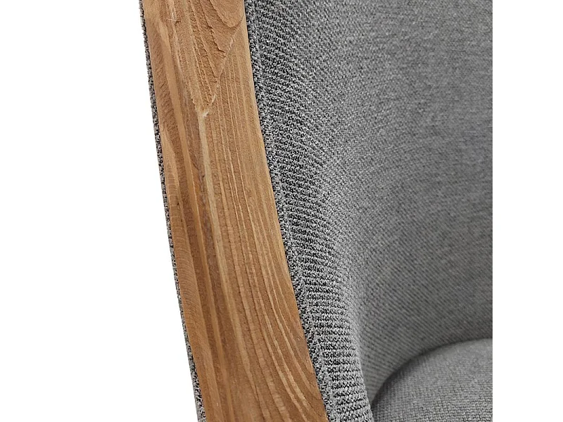 Chaise en tissu gris chiné et bois de pin massif recyclé - CHALET