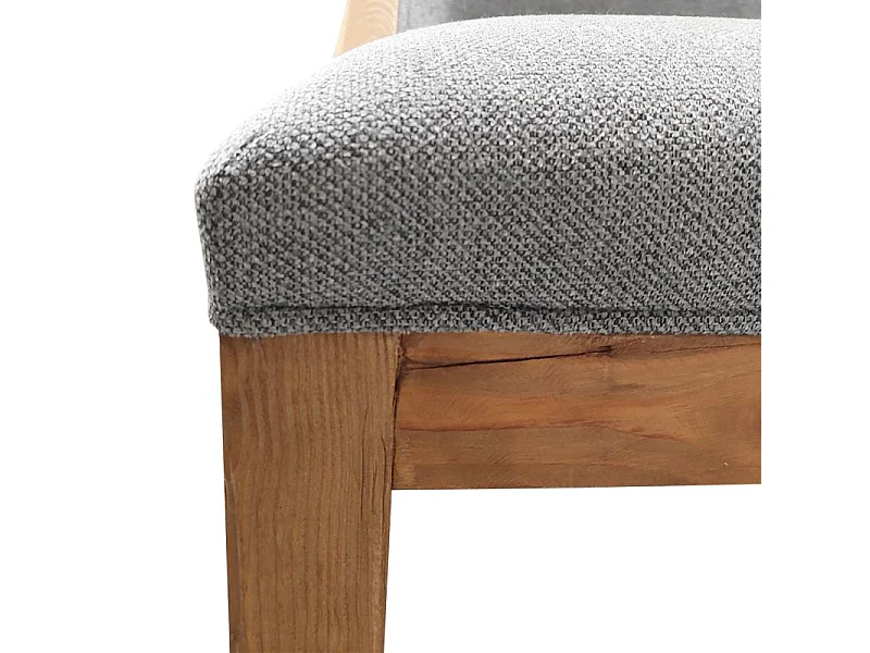Chaise en tissu gris chiné et bois de pin massif recyclé - CHALET