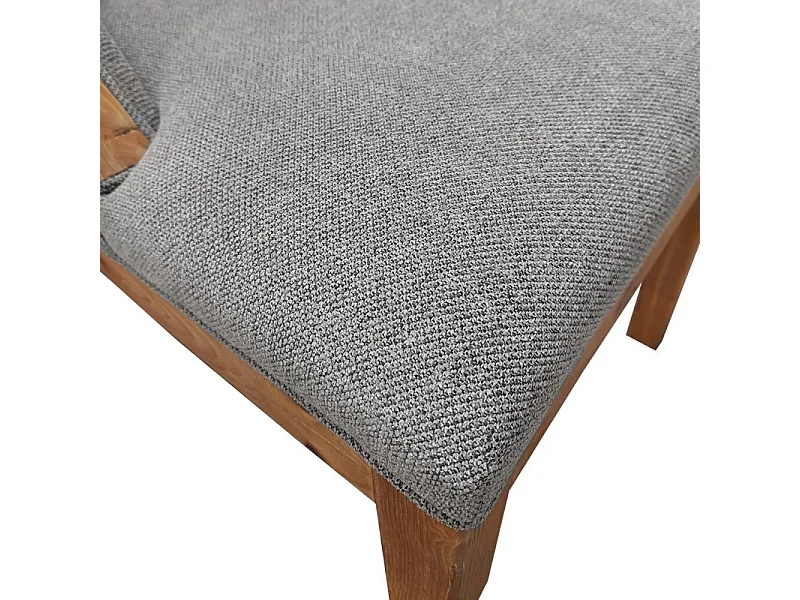 Chaise en tissu gris chiné et bois de pin massif recyclé - CHALET