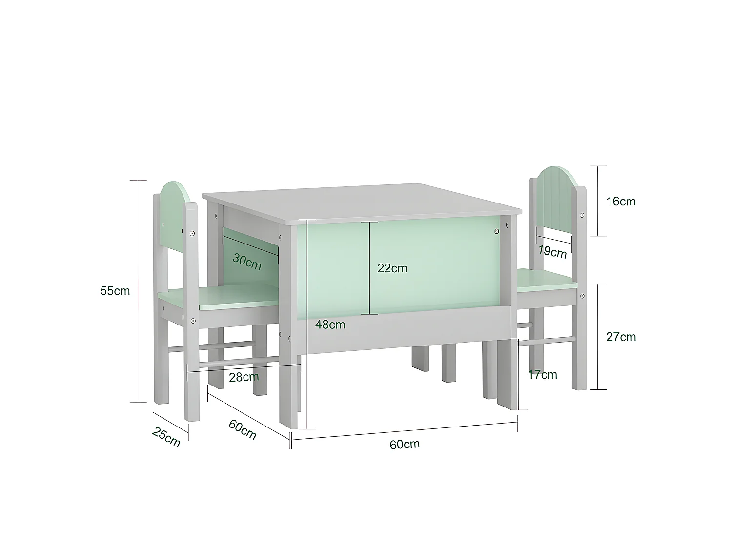 Zestaw stolik i 2 krzesła dla dzieci KMB88-HG