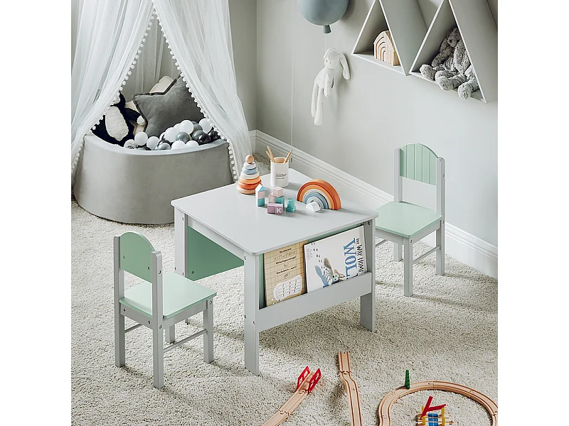 SoBuy borda lego, conjunto de mesa e cadeira para crianças, escritório infantil KMB88-HG