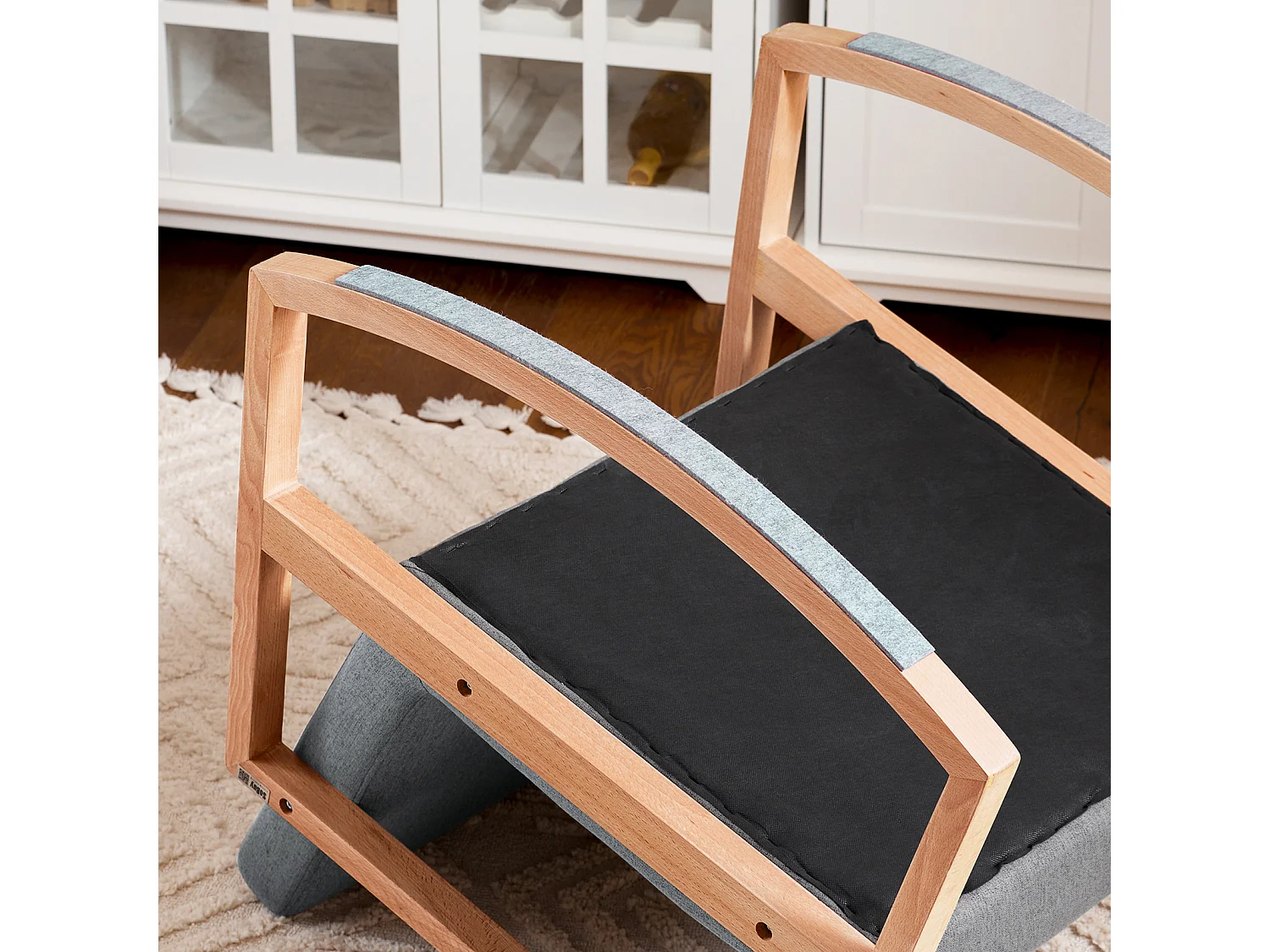 Sedia A Dondolo Da Soggiorno Poltrona A Dondolo Imbottita, Portata 114kg, Per Interni, Ufficio, Soggiorno, Grigio Chiaro, 66 X75x73cm, FST93-HG SoBuy