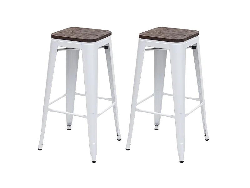 Lot de 2 tabourets métal blanche 42 x 42 x 76 cm 04_0000485