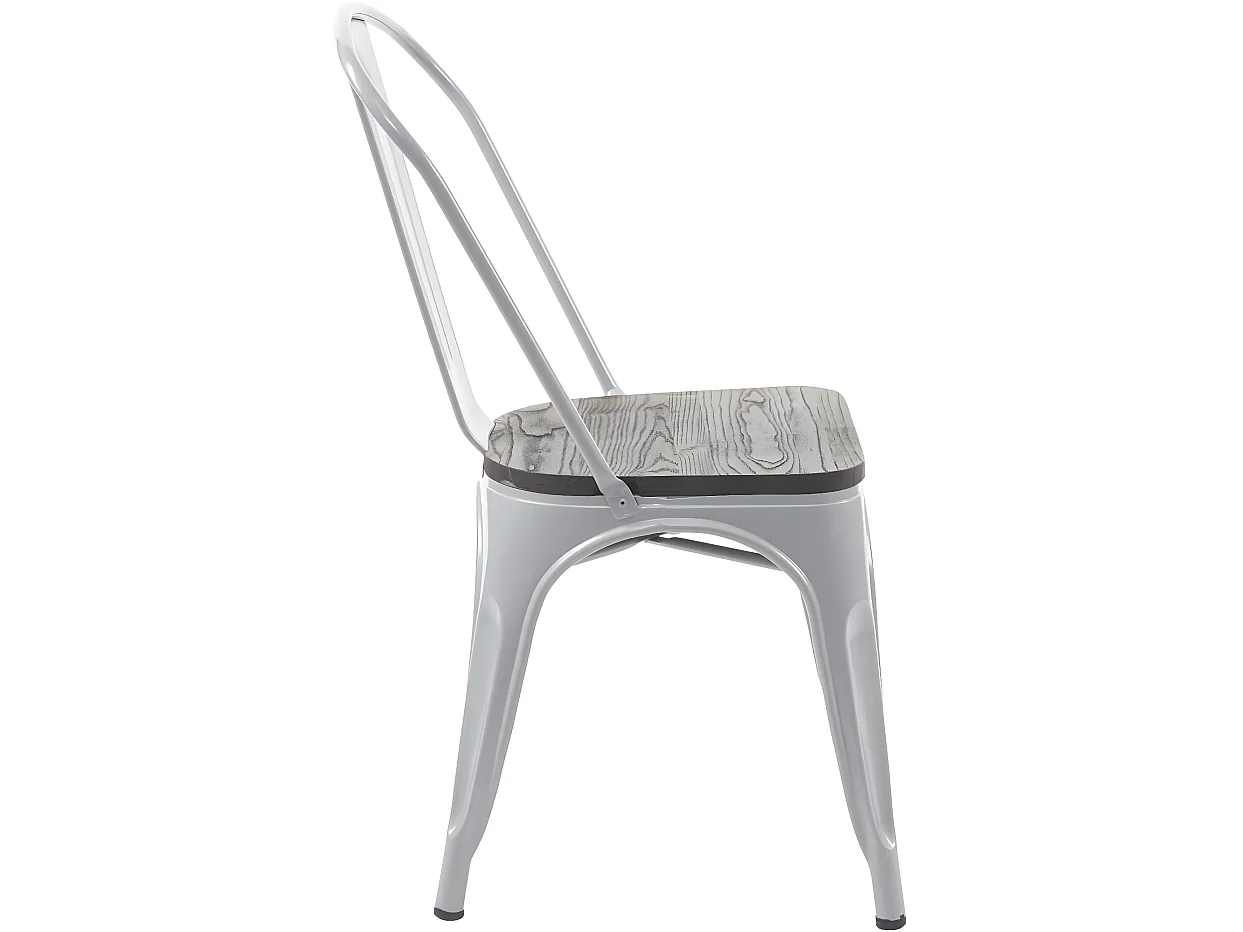 2 chaises de salle à manger style industriel factory métal gris et assise en bois CDS04440