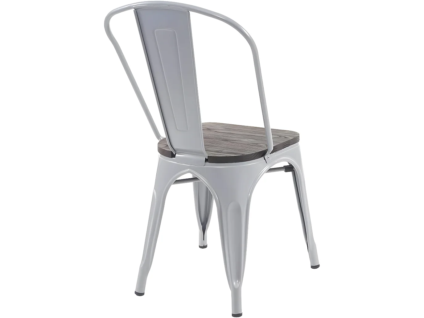 2 chaises de salle à manger style industriel factory métal gris et assise en bois CDS04440