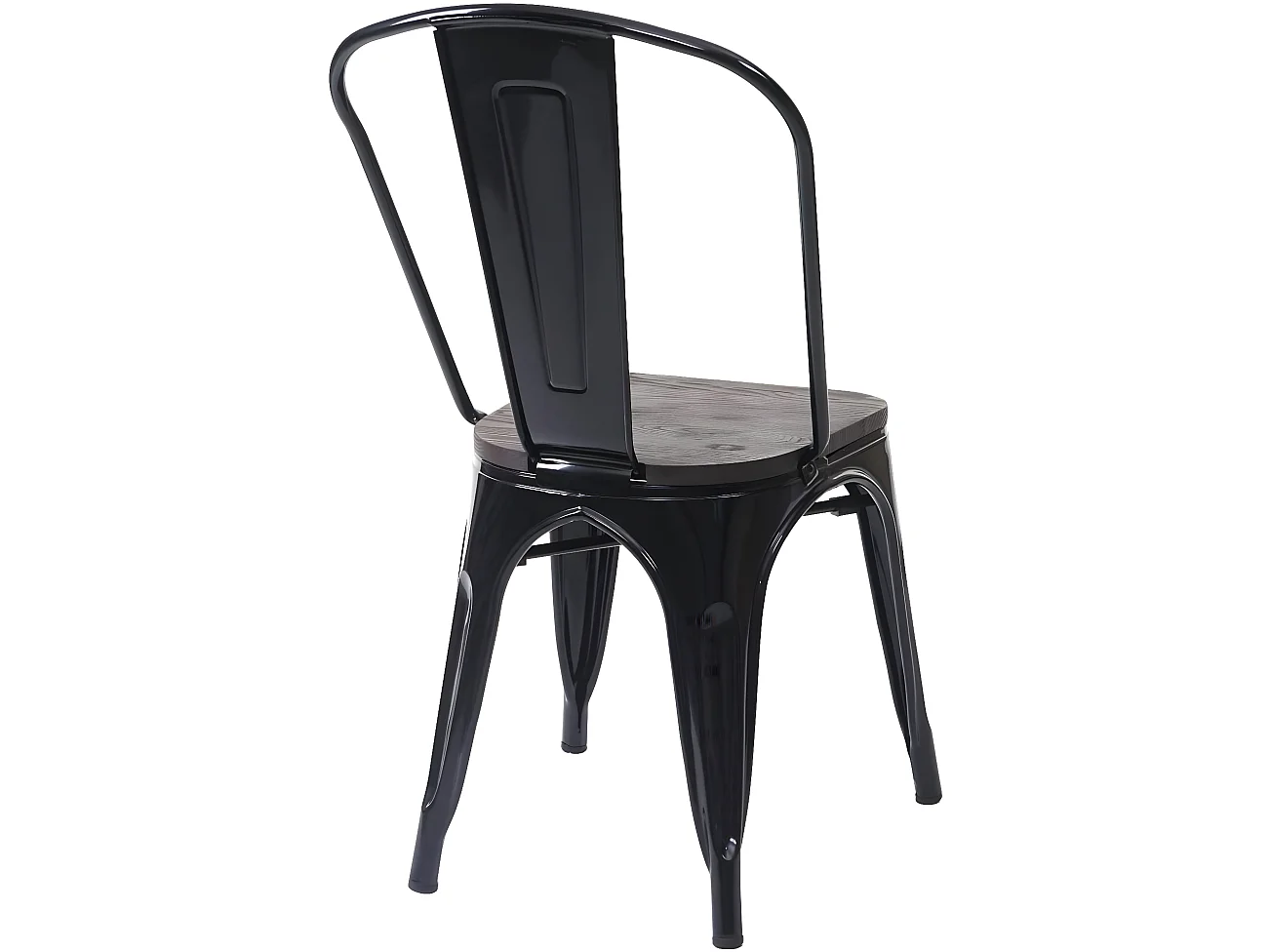 2 chaises de salle à manger style industriel factory métal noir et assise en bois CDS04441