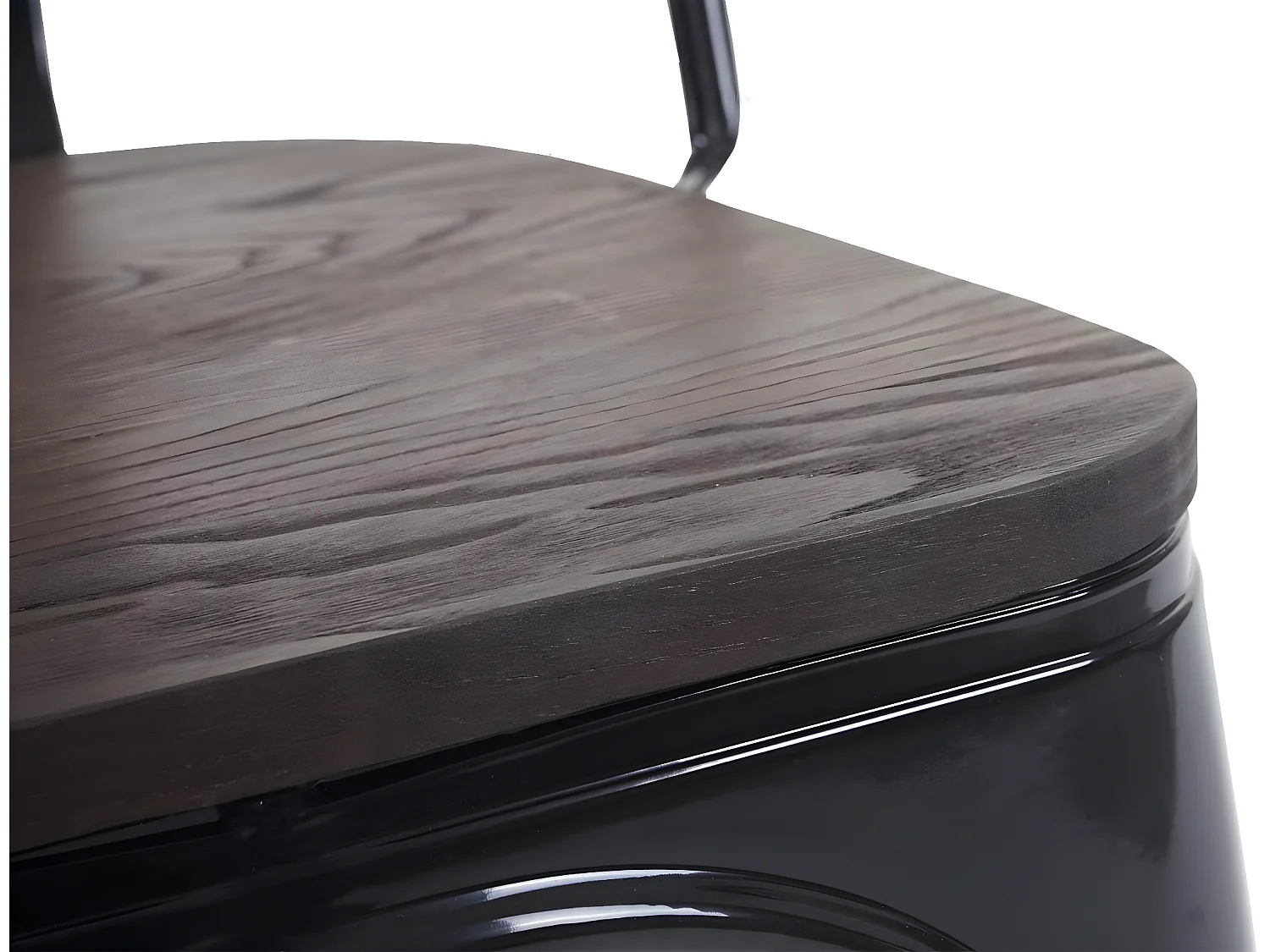 2 chaises de salle à manger style industriel factory métal noir et assise en bois CDS04441