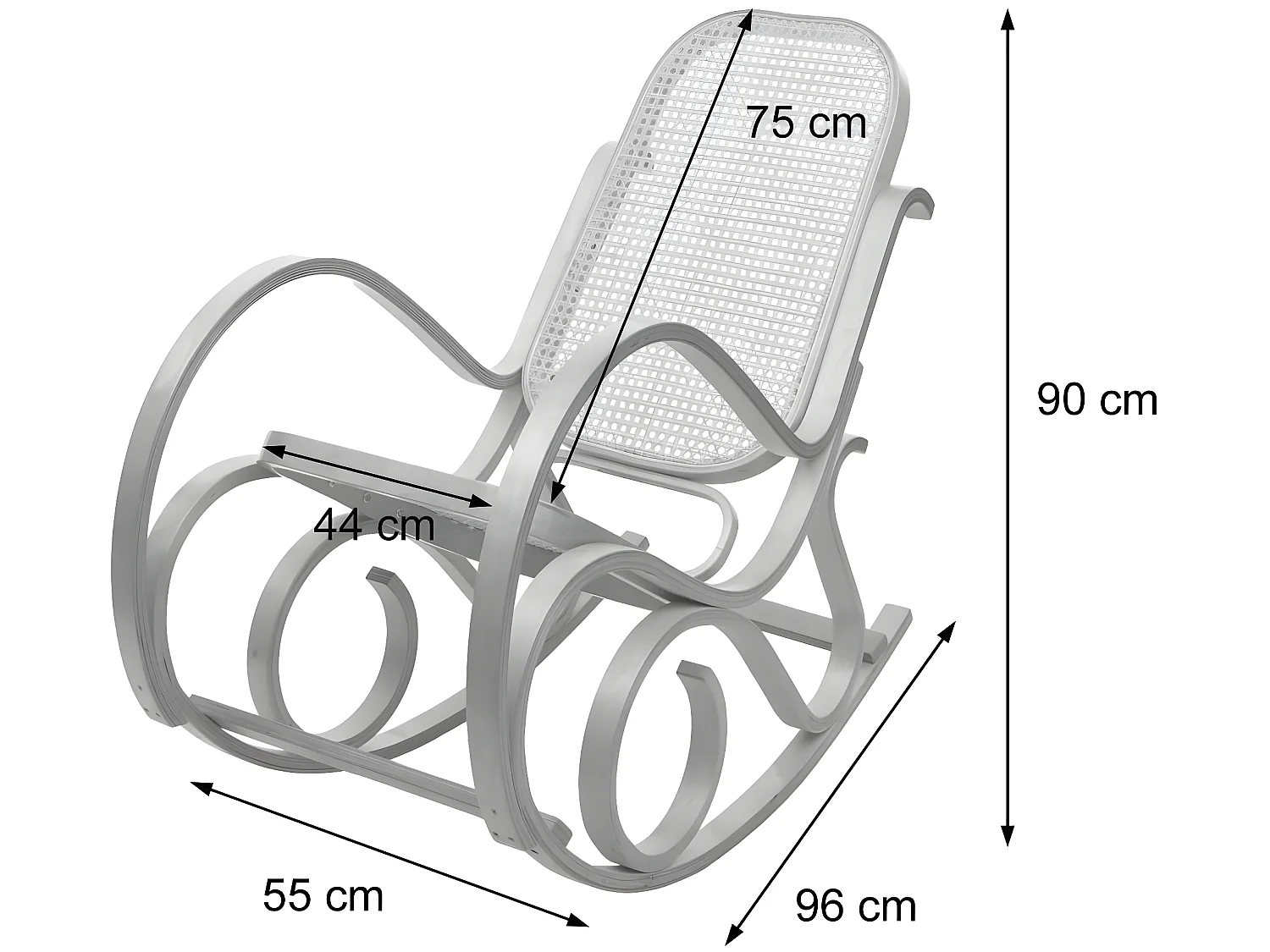 Fauteuil à bascule rocking bois beige 55 x 96 x 90 cm FAB04043