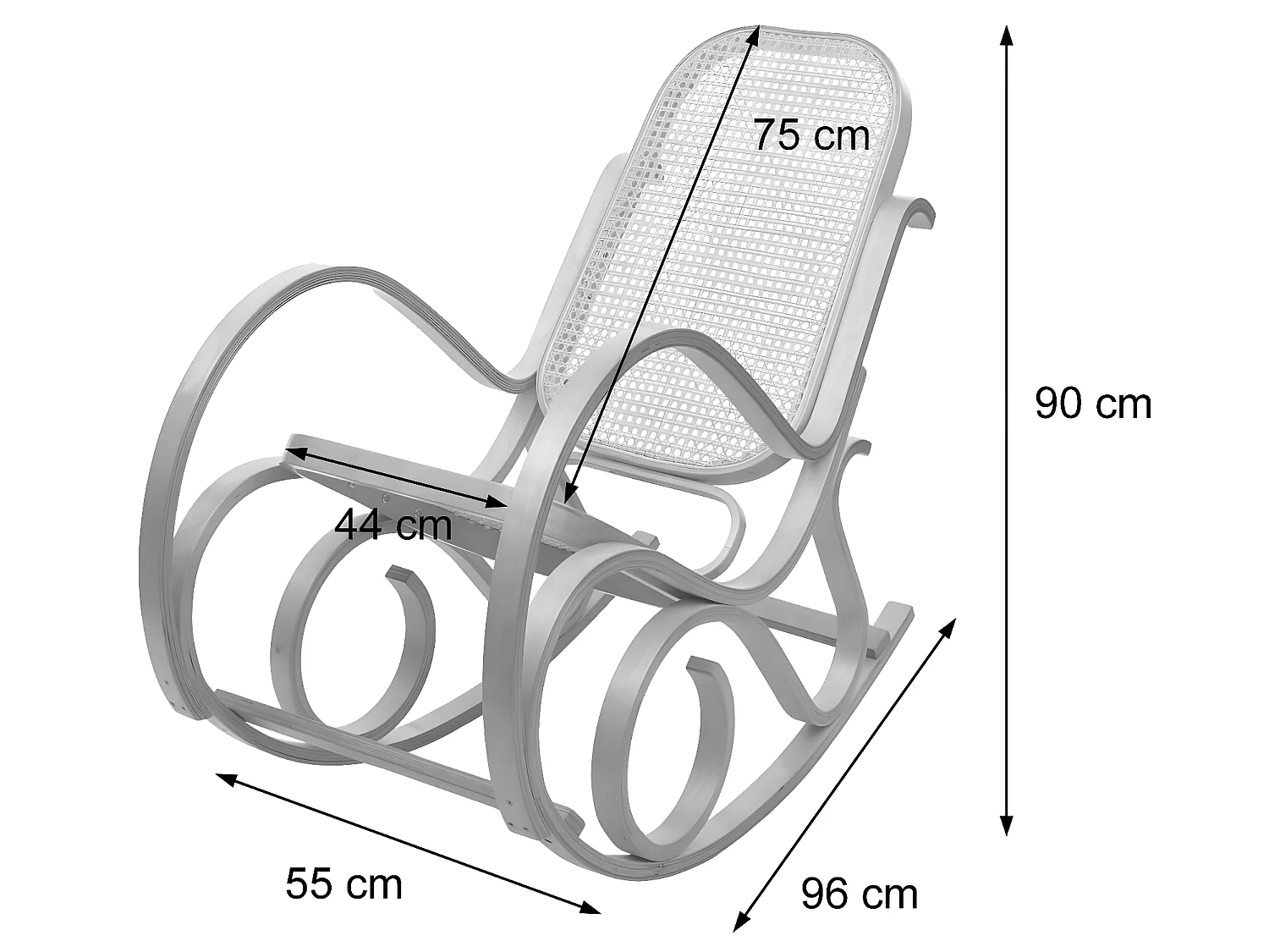 Fauteuil à bascule rocking bois marron 55 x 96 x 90 cm FAB04031