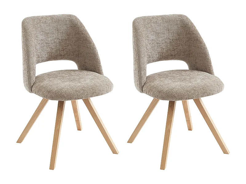 Conjunto de 2 sillas de tela y madera de hevea - Topo - VESIANI