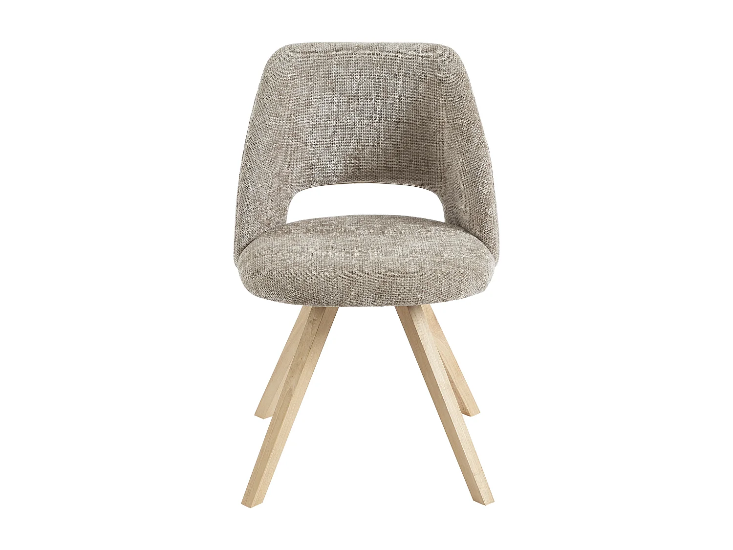 Lot de 2 chaises en tissu et bois d'hévéa - Taupe - VESIANI