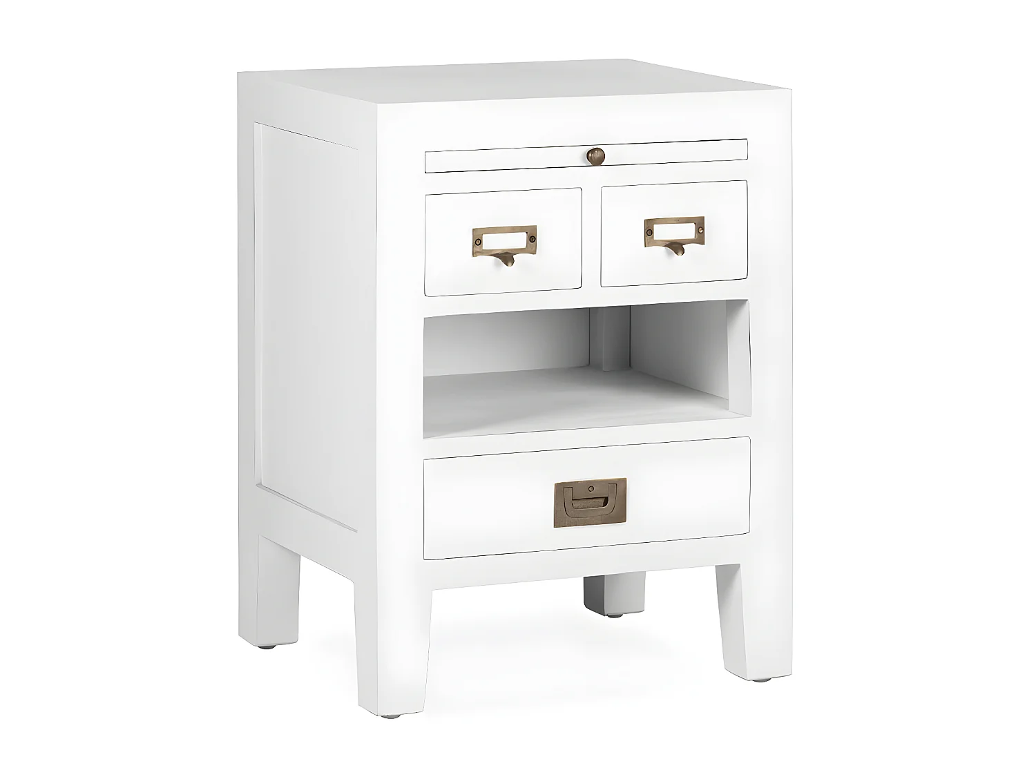 EVEREST - Table de chevet en bois de mindi blanc 45x60