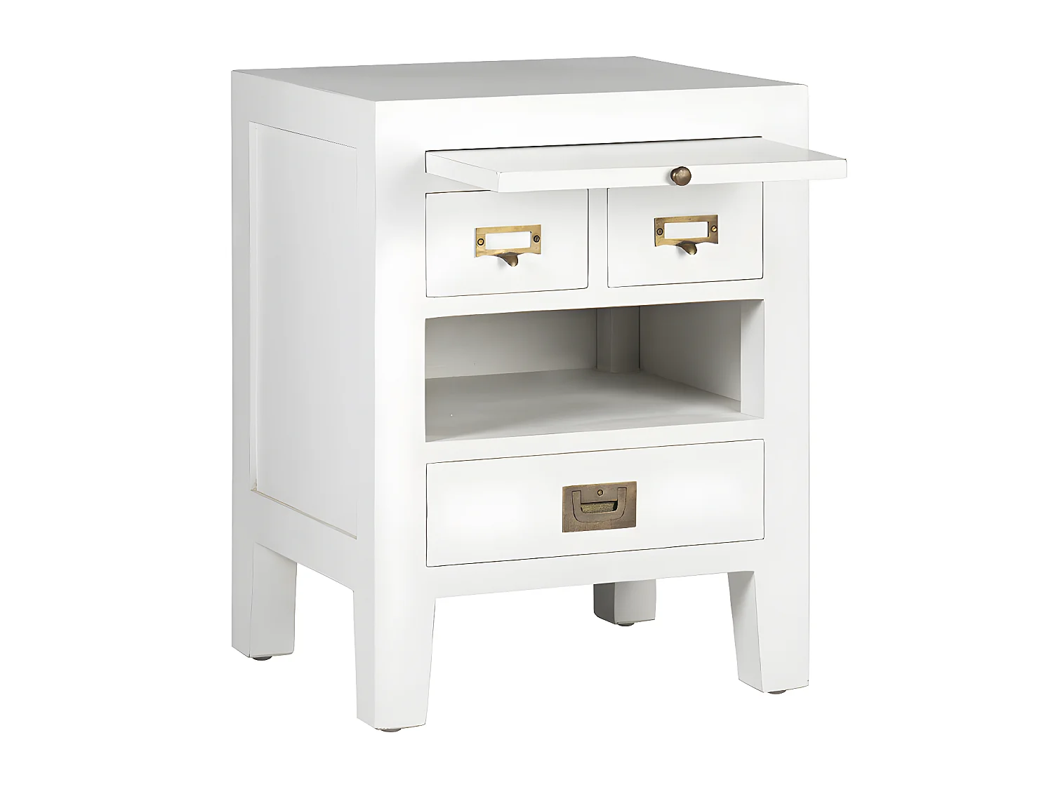 EVEREST - Table de chevet en bois de mindi blanc 45x60
