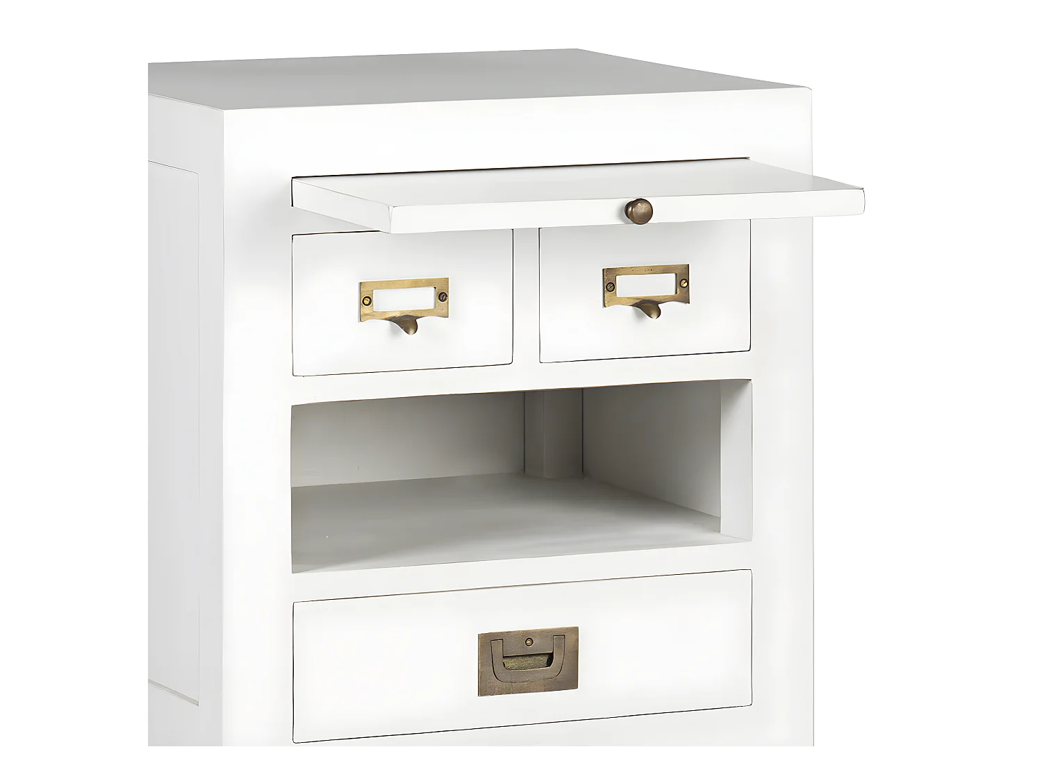 EVEREST - Table de chevet en bois de mindi blanc 45x60