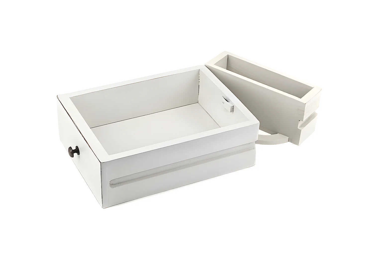EVEREST - Table de chevet en bois de mindi blanc 45x60
