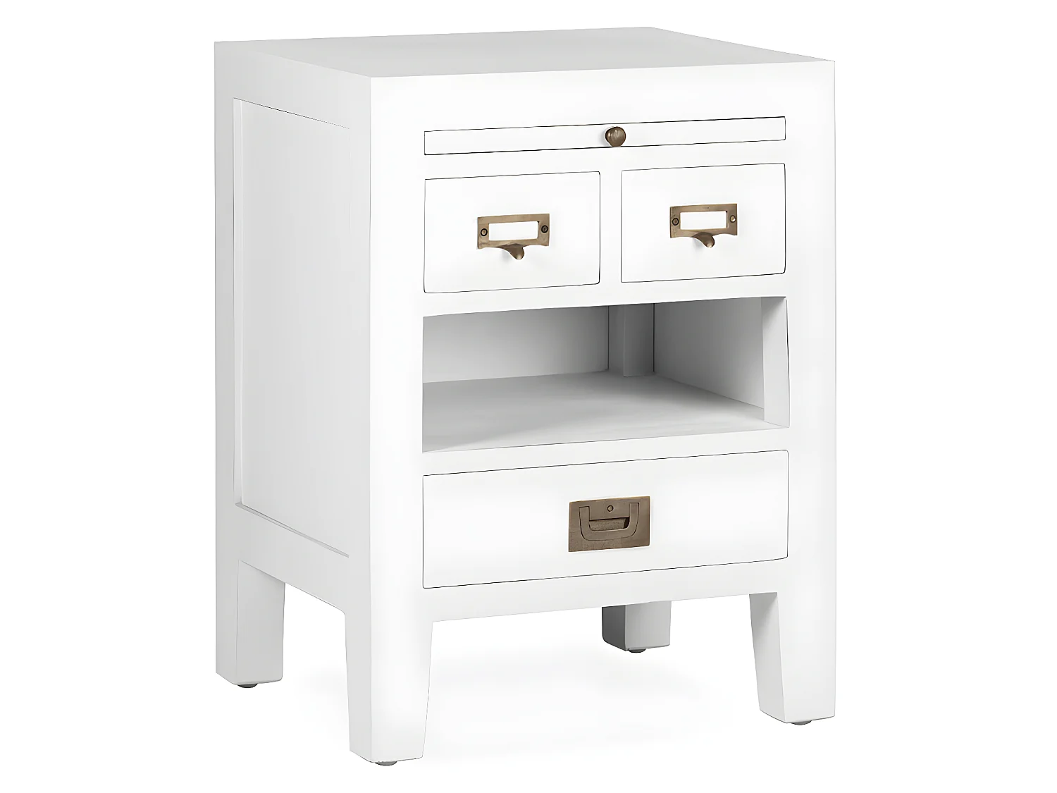 EVEREST - Table de chevet en bois de mindi blanc 45x60