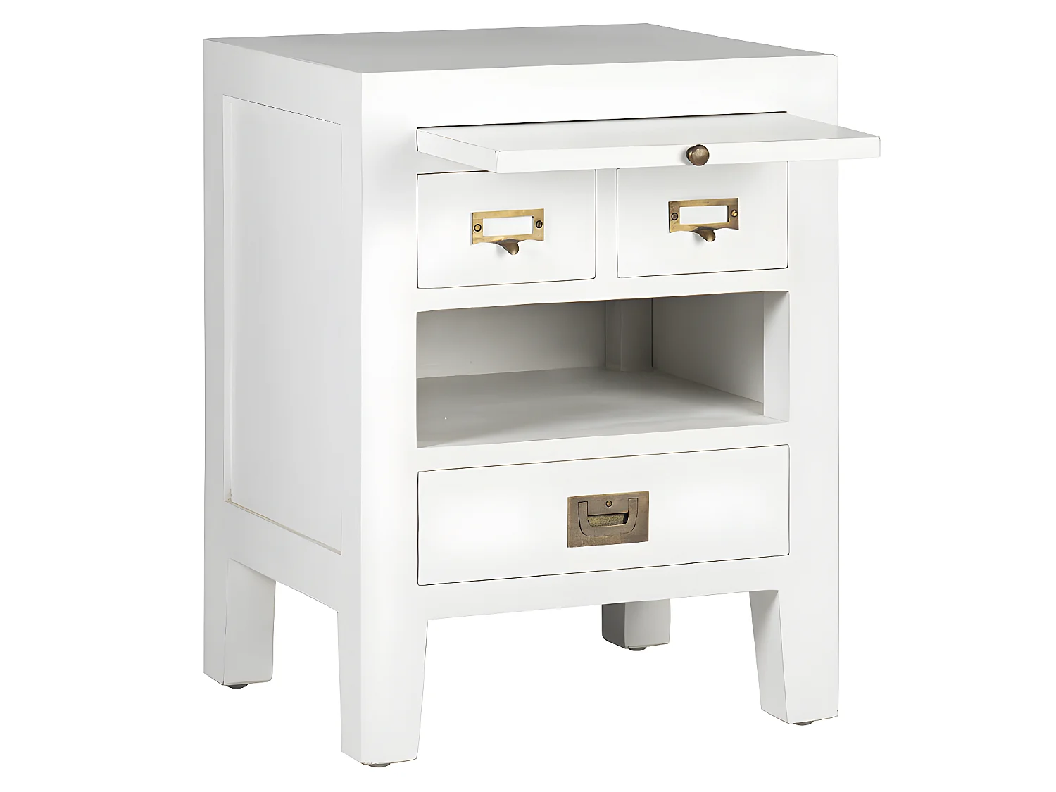 EVEREST - Table de chevet en bois de mindi blanc 45x60