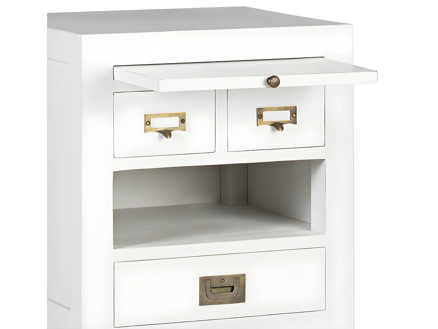 EVEREST - Table de chevet en bois de mindi blanc 45x60