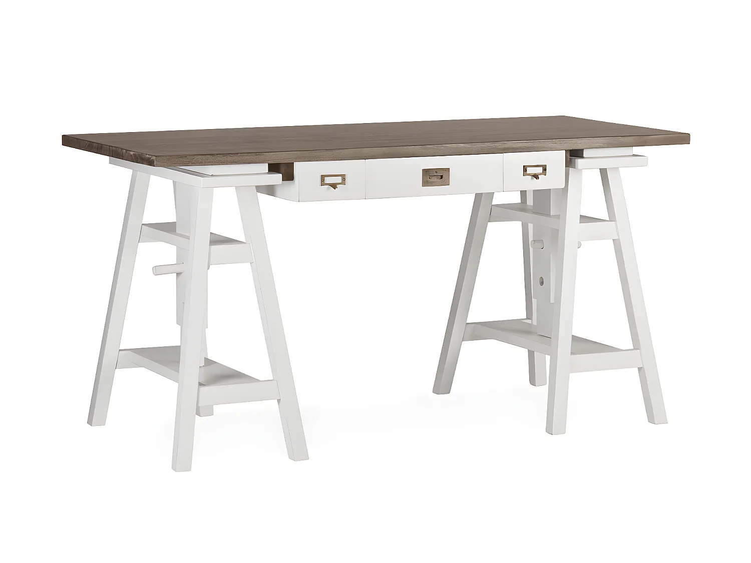 EVEREST - Bureau réglable en bois blanc L 150 cm
